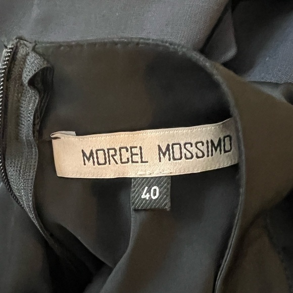 Morcel Mossimo Black Satin Effect Blouse Top Size 40 US 10 Elegant Ruched - Picture 3 of 6
